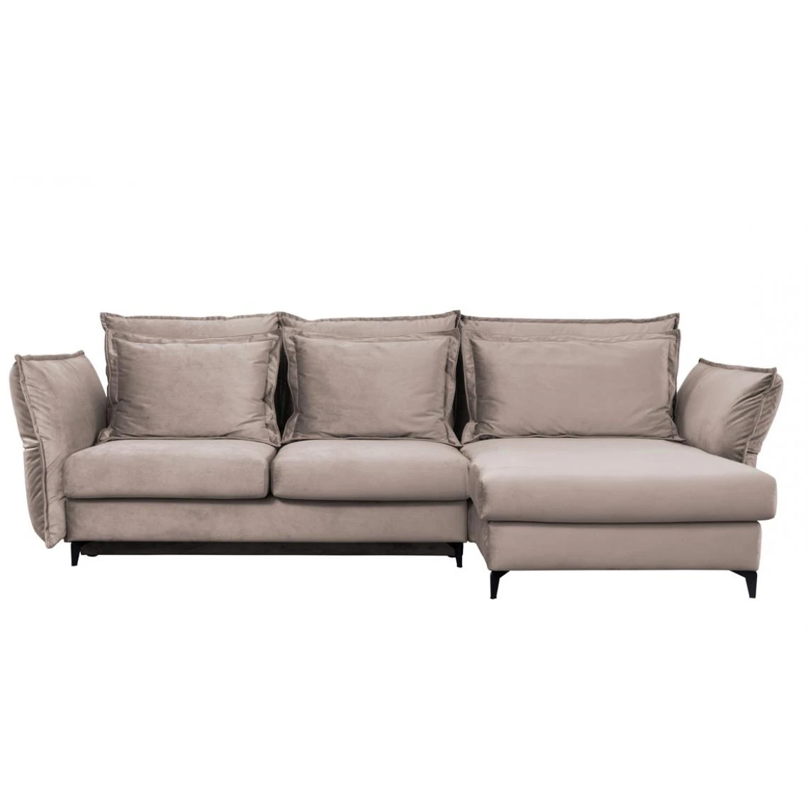 Maison Aubertin Canapé Velours Angle Droit Beige Verduro - 3 Places 4 Maison Aubertin Canapé Velours Angle Droit Beige Verduro - 3 Places – Image 2