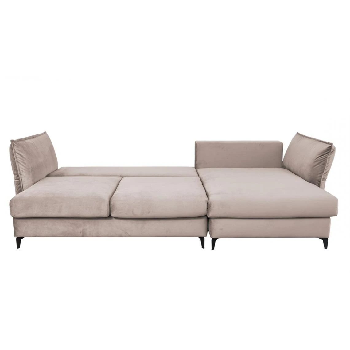 Maison Aubertin Canapé Velours Angle Droit Beige Verduro - 3 Places 5 Maison Aubertin Canapé Velours Angle Droit Beige Verduro - 3 Places – Image 3