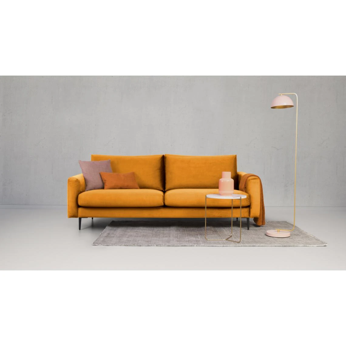 Maison Aubertin Canapé Velours Droit Caruso Jaune - 2 Places 3 Maison Aubertin Canapé Velours Droit Caruso Jaune - 2 Places