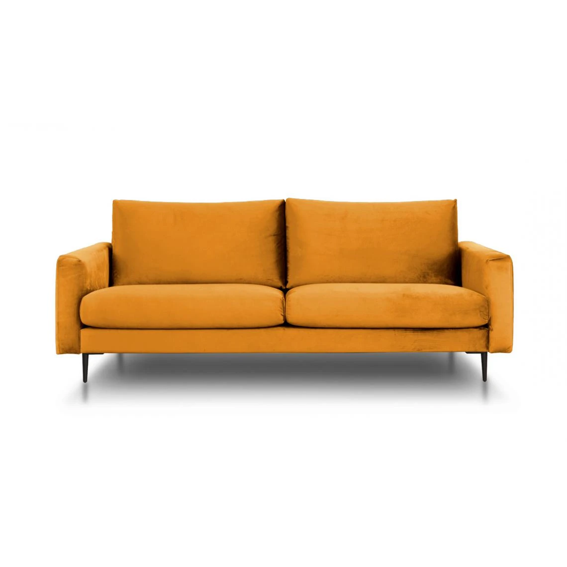 Maison Aubertin Canapé Velours Droit Caruso Jaune - 2 Places 4 Maison Aubertin Canapé Velours Droit Caruso Jaune - 2 Places – Image 2