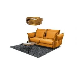 Maison Aubertin Canapé Velours Droit Convertible Jaune Verduro - 3 Places