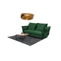 Maison Aubertin Canapé Velours Droit Convertible Vert Verduro - 3 Places
