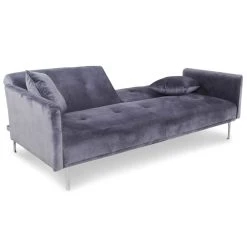 MENZZO Canapé Convertible 3 Places Carla Velours Gris -Vente-unique shop carla jh930 velours gris lit2