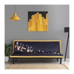 SANS MARQUE CASSY Banquette Clic Clac 3 Places Imprimé New York - Tissu Noir/Jaun... -Vente-unique shop cassy banquette clic clac 3 places imprime new york tissu noirjaune l 179 x p 79 x h 74 cm 13973834 38739256 1140x1140