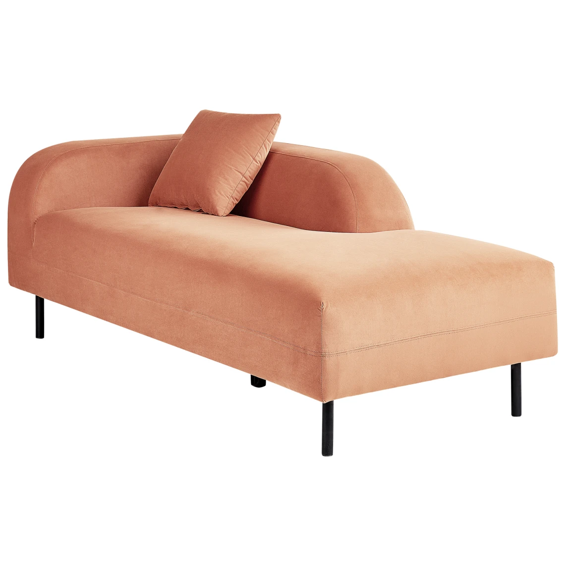 Beliani Chaise Longue Côté Gauche Rose Pêche LE CRAU 5 Beliani Chaise Longue Côté Gauche Rose Pêche LE CRAU – Image 3