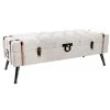 Pegane Coffre Banquette En MDF Et Lin Coloris Beige - Longueur 122 X Profonde...