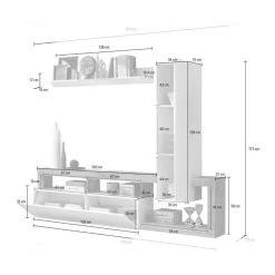 Tousmesmeubles Composition TV 1 Colonne Blanc Laqué Brillant/Chêne Noisette - ISCHI... -Vente-unique shop composition tv 1 colonne blanc laque brillantchene noisette ischia 12502978 33407074 1140x1140