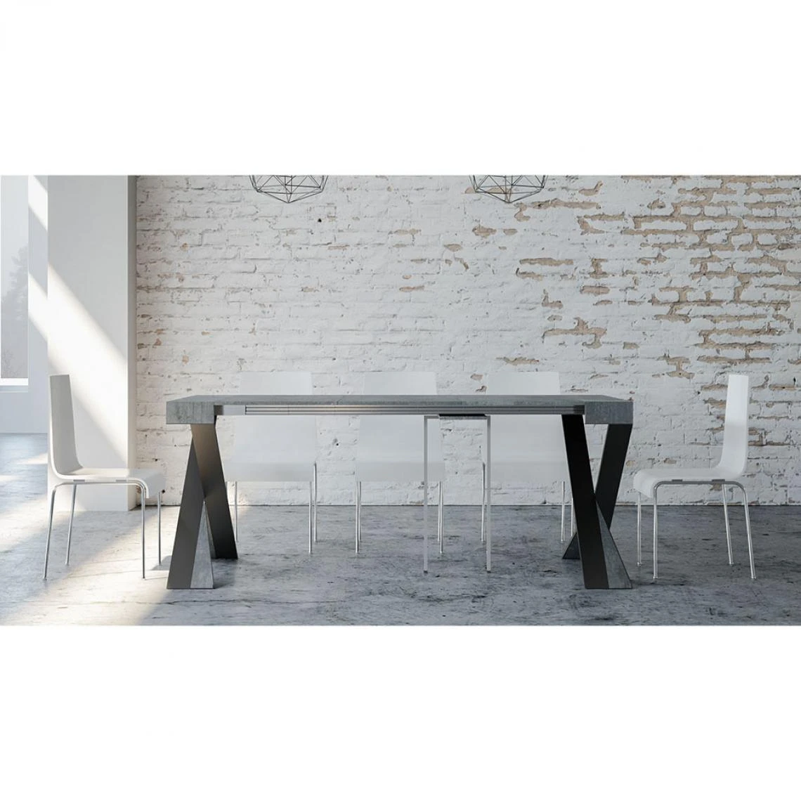 Itamoby Console Design Extensible 90x40-300 Cm Table Moderne Diago Concrete 6 Itamoby Console Design Extensible 90x40-300 Cm Table Moderne Diago Concrete – Image 4