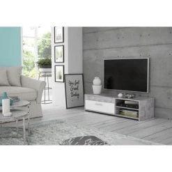 CSTORE - Meuble Tv - Contemporain - Panneau De Particules - Blanc / B?... -Vente-unique shop cstore meuble tv contemporain panneau de particules blanc beton gris clair l 120xp 42 1xh 31 8 cm pilvi 10670340 27793148 1140x1140