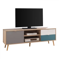 BUT Meuble TV Au Design Scandinave 2 Tiroirs Avec Porte à Compartiment Ou...