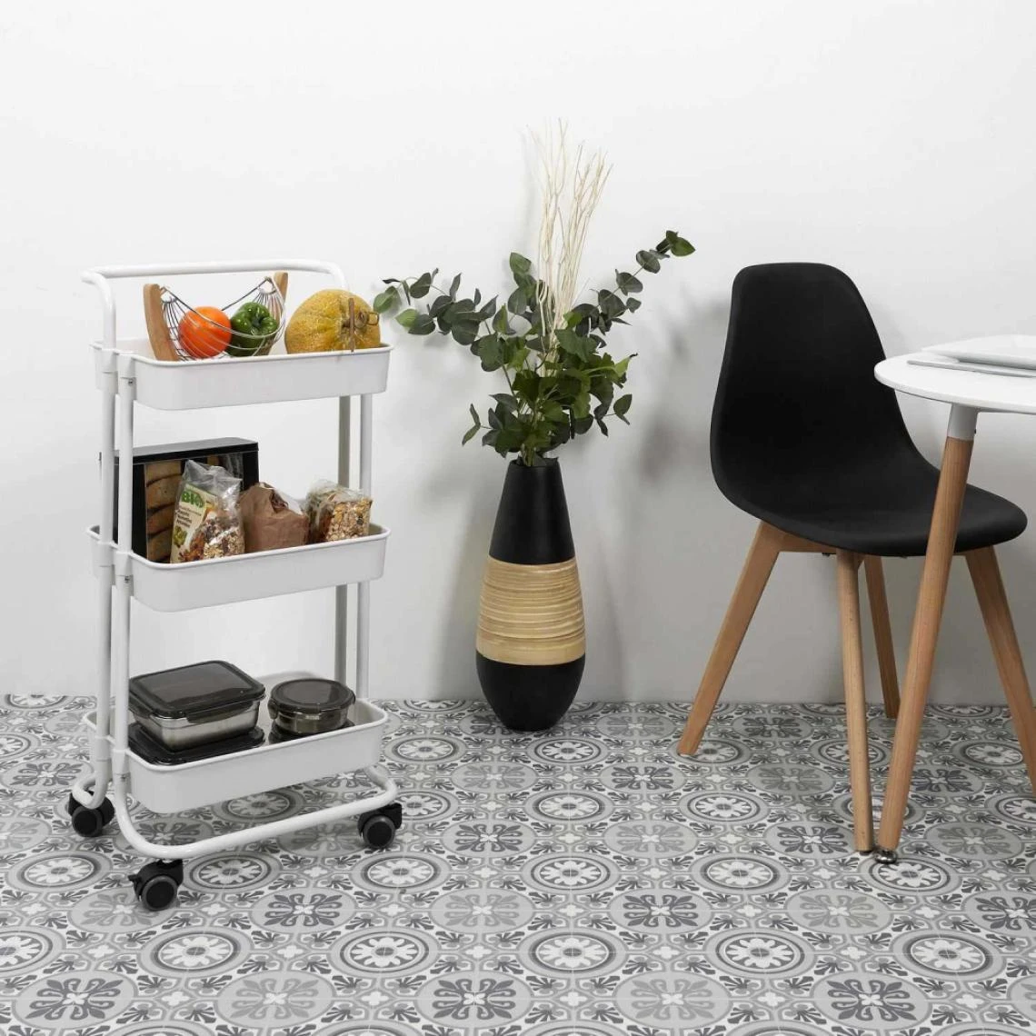 MES Desserte 3 étages En Métal Karl Blanc. 4 MES Desserte 3 étages En Métal Karl Blanc. – Image 2