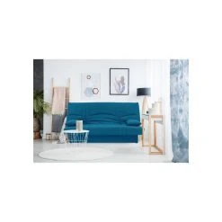 Marque Generique DREAM Banquette Clic Clac 3 Places - Tissu Bleu Canard - Slyle Contemp... -Vente-unique shop dream banquette clic clac 3 places tissu bleu canard slyle contemporain l 190 x p92 cm 1
