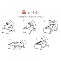 Inside 75 EGO Canapé Grand Confort Microfibre Taupe Convertible Ouverture RAPID... -Vente-unique shop ego 140 canape rapido microfibre grise 4