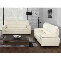 Vente-unique Canapé 3+2 Places En Cuir De Buffle Ivoire MIMAS II -Vente-unique shop ensemble canape fixe mimas ii 13497432 36963154 1140x1140