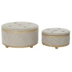 Pegane Ensemble De 2 Banquettes Coffres En Bois Coloris Beige
