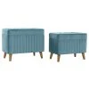 Pegane Ensemble De 2 Banquettes Coffres En Bois Et Polyester Coloris Bleu Cie...