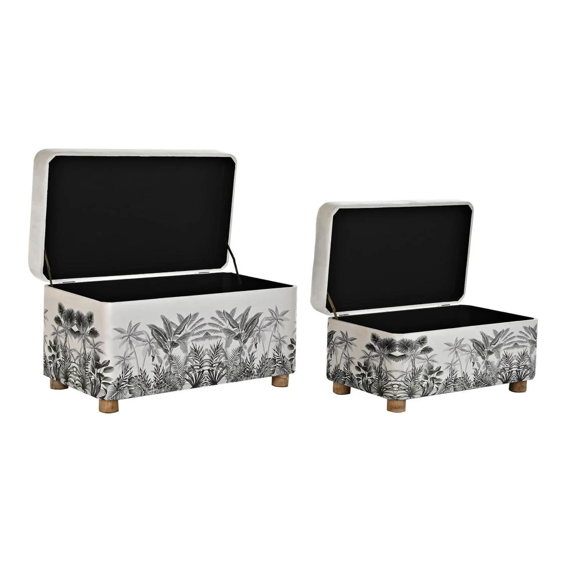 Pegane Ensemble De 2 Banquettes / Coffres En MDF Et Polyester Coloris Naturel... 5 Pegane Ensemble De 2 Banquettes / Coffres En MDF Et Polyester Coloris Naturel... – Image 3