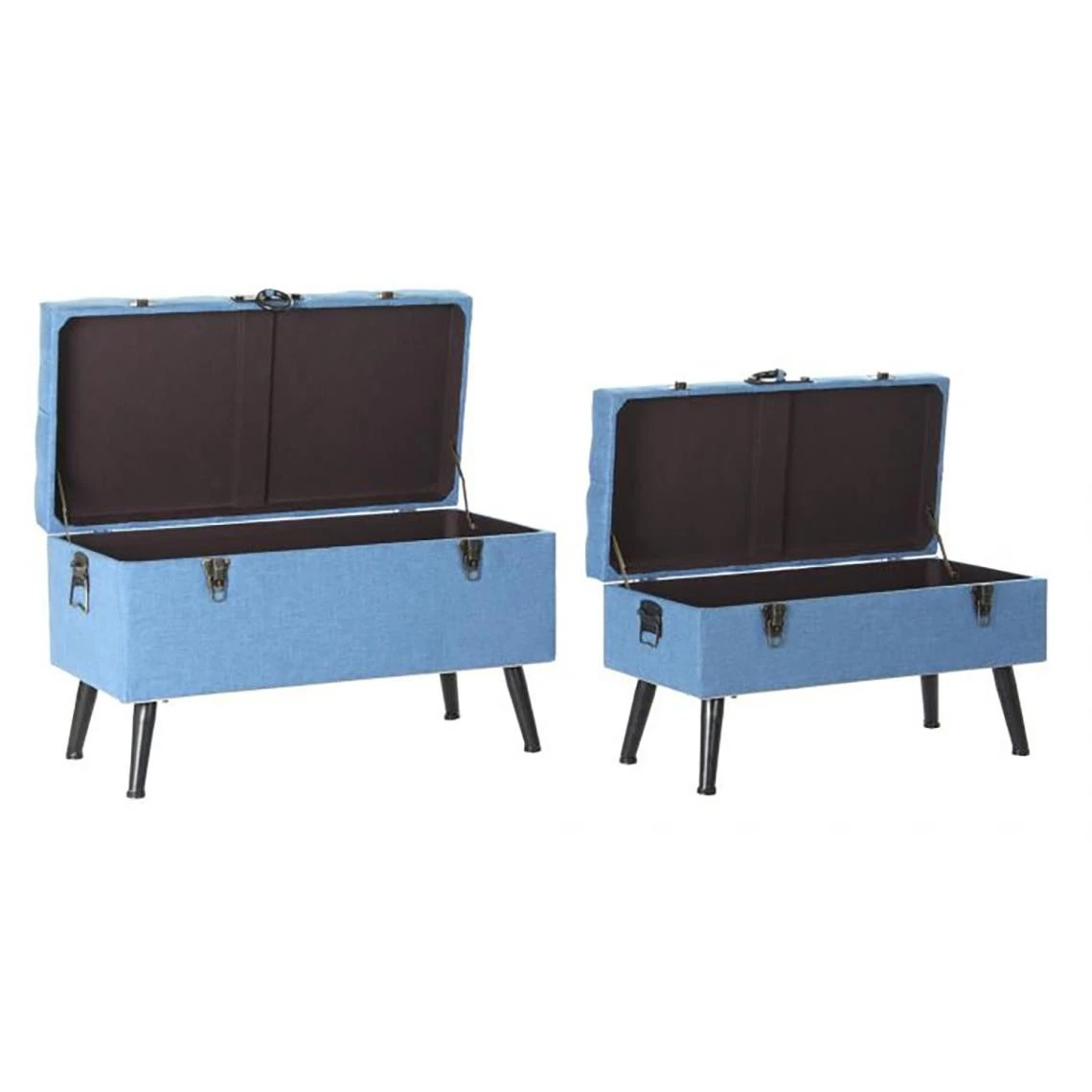 Pegane Ensemble De 2 Banquettes Coffres En Métal Et Polyester Coloris Bleu M... 6 Pegane Ensemble De 2 Banquettes Coffres En Métal Et Polyester Coloris Bleu M... – Image 4