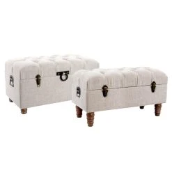 Pegane Ensemble De 2 Coffres Banquettes En Bois Coloris beige