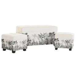 Pegane Ensemble De 3 Banquettes Coffres En MDF Et Polyester Coloris Beige Mot... -Vente-unique shop ensemble de 3 banquettes coffres en mdf et polyester coloris beige motif tropical 13499566 36971550 1140x1140