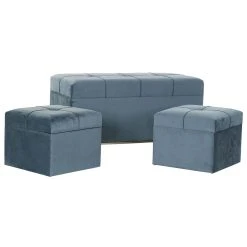 Pegane Ensemble De 3 Banquettes Coffres En MDF , Polyester Coloris Velours Bl... 7 Pegane Ensemble De 3 Banquettes Coffres En MDF , Polyester Coloris Velours Bl... -Vente-unique shop ensemble de 3 banquettes coffres en mdf polyester coloris velours bleu et metal dore 13499604 36971712 1140x1140
