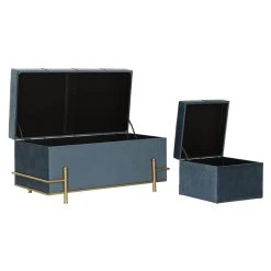 Pegane Ensemble De 3 Banquettes Coffres En MDF , Polyester Coloris Velours Bl... 8 Pegane Ensemble De 3 Banquettes Coffres En MDF , Polyester Coloris Velours Bl... -Vente-unique shop ensemble de 3 banquettes coffres en mdf polyester coloris velours bleu et metal dore 13499604 36971714 1140x1140