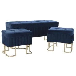 Pegane Ensemble De 3 Banquettes Coffres En Métal Et Velours Coloris Bleu -Vente-unique shop ensemble de 3 banquettes coffres en metal et velours coloris bleu 13499584 36971624 1140x1140