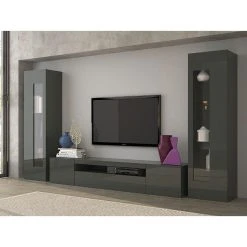 KASALINEA Ensemble Meuble TV Blanc Ou Gris Design MARION