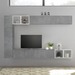NOUVOMEUBLE Ensemble Mural TV Gris Effet Béton LIZZANO 6 NOUVOMEUBLE Ensemble Mural TV Gris Effet Béton LIZZANO -Vente-unique shop ensemble mural tv gris effet beton lizzano 12174772 32378826 1140x1140