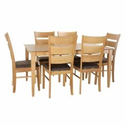 Ensemble Table + 6 Chaises DKD Home Decor Marron Clair Chêne Bois MDF...