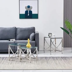 AINPECCA Ensemble De Trois Personnes Table Basse Canapé Table D'appoint Verre ... -Vente-unique shop ensembles de 3 tables gigognes en verre trempee base en metal 14125166 39372854 1140x1140