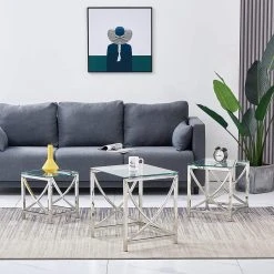 AINPECCA Ensemble De Trois Personnes Table Basse Canapé Table D'appoint Verre ... -Vente-unique shop ensembles de 3 tables gigognes en verre trempee base en metal 14125166 39372856 1140x1140