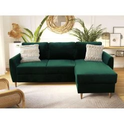 Bestmobilier Ester - Canapé D'angle Réversible - En Velours - 4 Places - Style Sc...