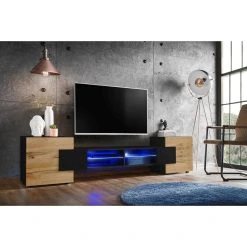 Marque Generique Extreme Furniture Bridge Meuble Télé | Meuble Télé Avec 2 étagèr... -Vente-unique shop extreme furniture bridge meuble tele meuble tele avec 2 etageres en verre et 2 portes led design moderne rangement pratique 13397342 36650762 1140x1140