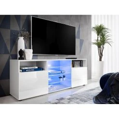 Marque Generique Extreme Furniture T38 Meuble Télé | Meuble Télé Avec 3 étagères ... -Vente-unique shop extreme furniture t38 meuble tele meuble tele avec 3 etageres en verre et 2 portes led design moderne rangement pratique 13582152 37249362 1140x1140