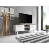 VIVALDI Meuble TV - NORD - 140 Cm - Blanc / Craft Tobacco - Style Scan... -Vente-unique shop f9cldfn