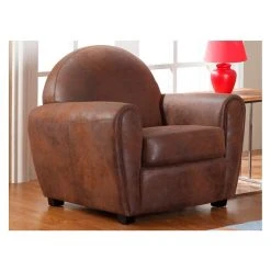 Vente-unique Fauteuil Microfibre Aspect Cuir Vieilli Club VICTORY II -Vente-unique shop fauteuil 131760 1