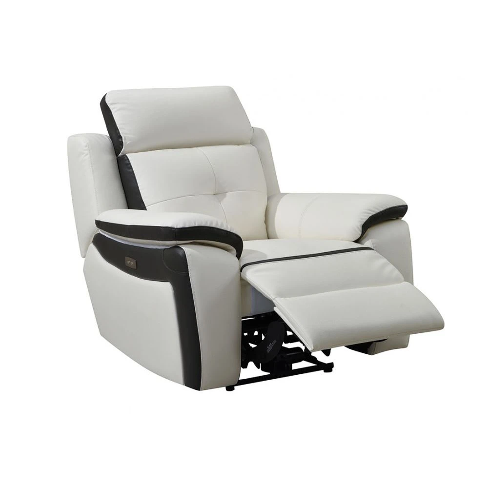Vente-unique Fauteuil Relax électrique En Cuir ANGELIQUE - Blanc/anthracite 5 Vente-unique Fauteuil Relax électrique En Cuir ANGELIQUE - Blanc/anthracite – Image 3
