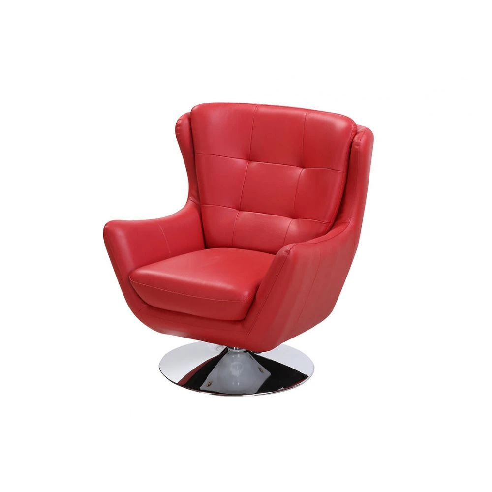 Vente-unique Fauteuil Pivotant En Cuir ANABA - Rouge 7 Vente-unique Fauteuil Pivotant En Cuir ANABA - Rouge – Image 5