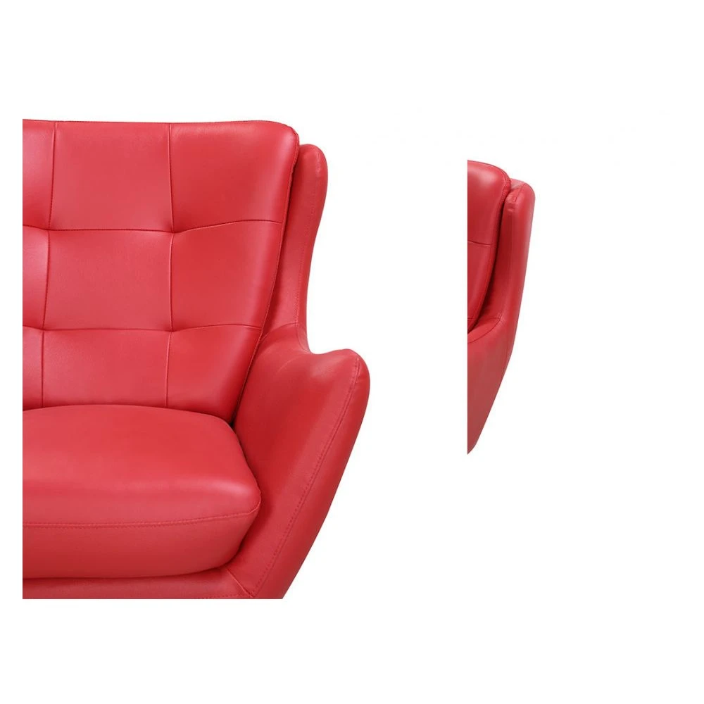 Vente-unique Fauteuil Pivotant En Cuir ANABA - Rouge 6 Vente-unique Fauteuil Pivotant En Cuir ANABA - Rouge – Image 4