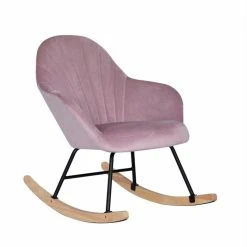 BUT Fauteuil à Bascule BAHIA En Velours Rose Poudré
