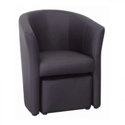 BUT Fauteuil Cabriolet Et Pouf CLAYTON PU Gris Anthracite