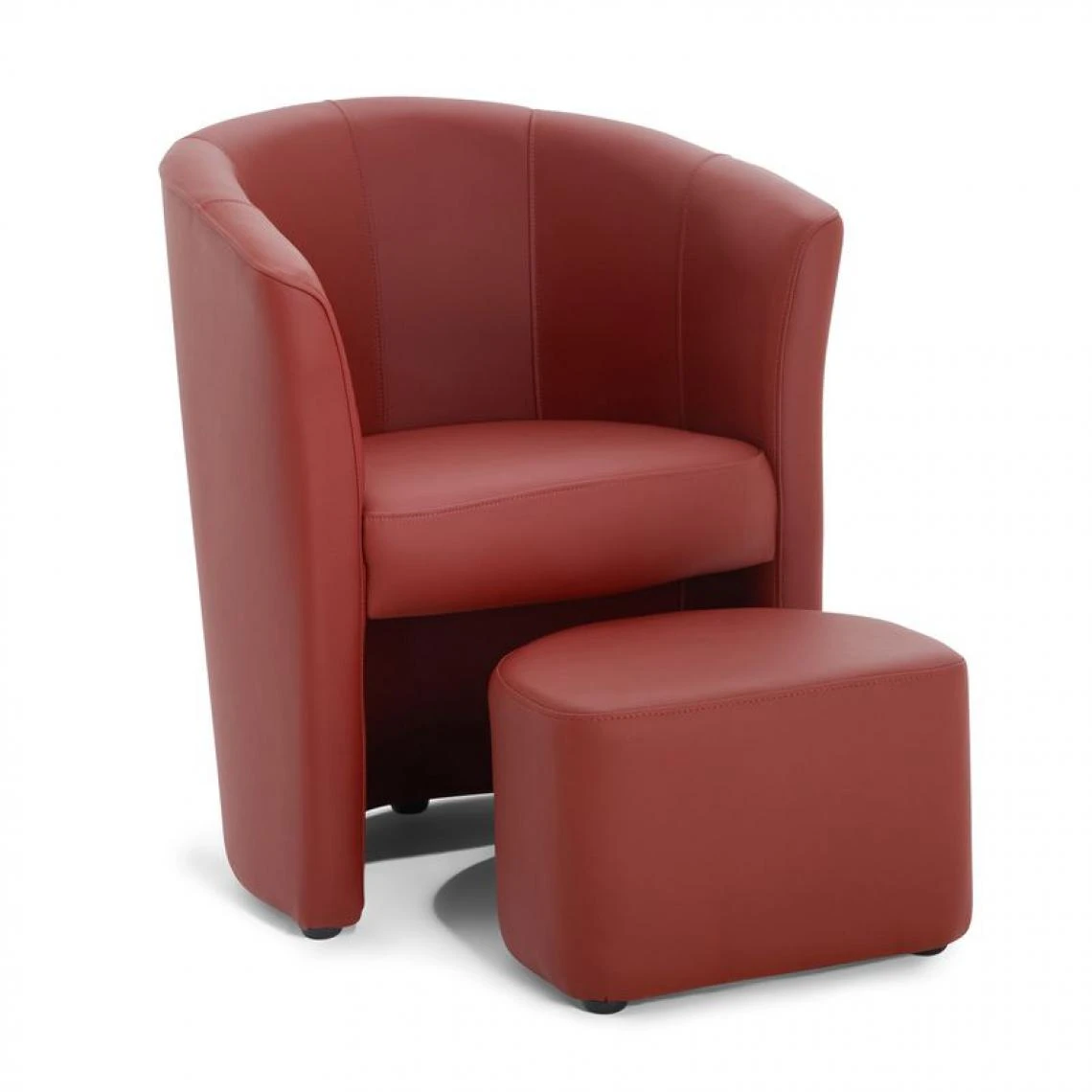BUT Fauteuil Cabriolet Et Pouf CLAYTON PU Rouge 4 BUT Fauteuil Cabriolet Et Pouf CLAYTON PU Rouge – Image 2