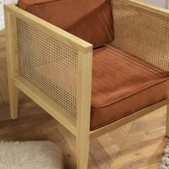 MACABANE Fauteuil Cannage Assise Amovible Velours Orange -Vente-unique shop fauteuil cannage assise amovible velours orange 3358726 6188092 92 1140x1140