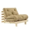 Inside 75 Fauteuil Convertible Futon ROOTS Pin Naturel Coloris Beige Blé Coucha...