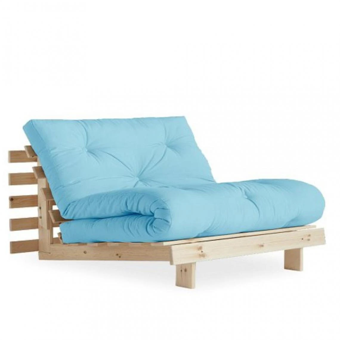 Inside 75 Fauteuil Convertible Futon ROOTS Pin Naturel Coloris Bleu Clair Coucha... 3 Inside 75 Fauteuil Convertible Futon ROOTS Pin Naturel Coloris Bleu Clair Coucha...