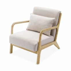 Fauteuil Design Beige En Bois Et Tissu L Alice's Garden
