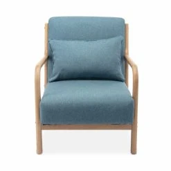 Alice's Garden Fauteuil Design Bleu En Bois Et Tissu Pieds Compas Scandinave - Lorens -Vente-unique shop fauteuil design bleu en bois et tissu pieds compas scandinav 9251263 944128 8 1140x1140