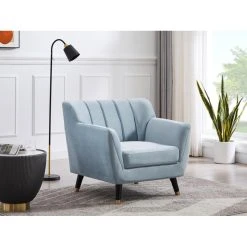 Vente-unique Fauteuil En Velours Bleu Ciel ALMARA -Vente-unique shop fauteuil droit almara 13609822 37408428 1140x1140