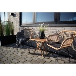 HOUSE NORDIC Fauteuil En Polyrattan Naturel Beige Avec Coussin Noir Et Piétement E... -Vente-unique shop fauteuil en rotin beige avec coussin noir et pietement en acier noir trieste design 1168995 5 1140x1140
